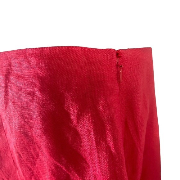 Chaps 100% Linen Tulip Hem Skirt A-line‎ Bright Red Side Zipper Lined Sz 14 NWT - Picture 8 of 9